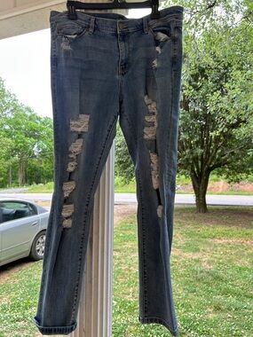 Soho Medium Blue Ripped Skinny Jeans